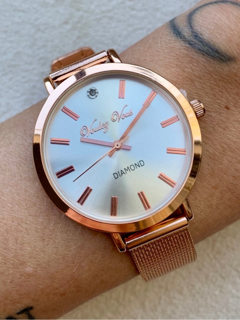 Voulez Vous DIAMOND Series 14K Rose Gold Plated Designer Watch